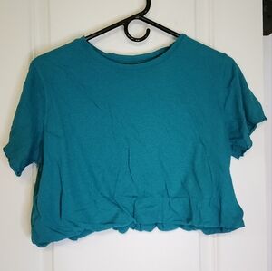 Free People Teal Women's Loose Crop Top
